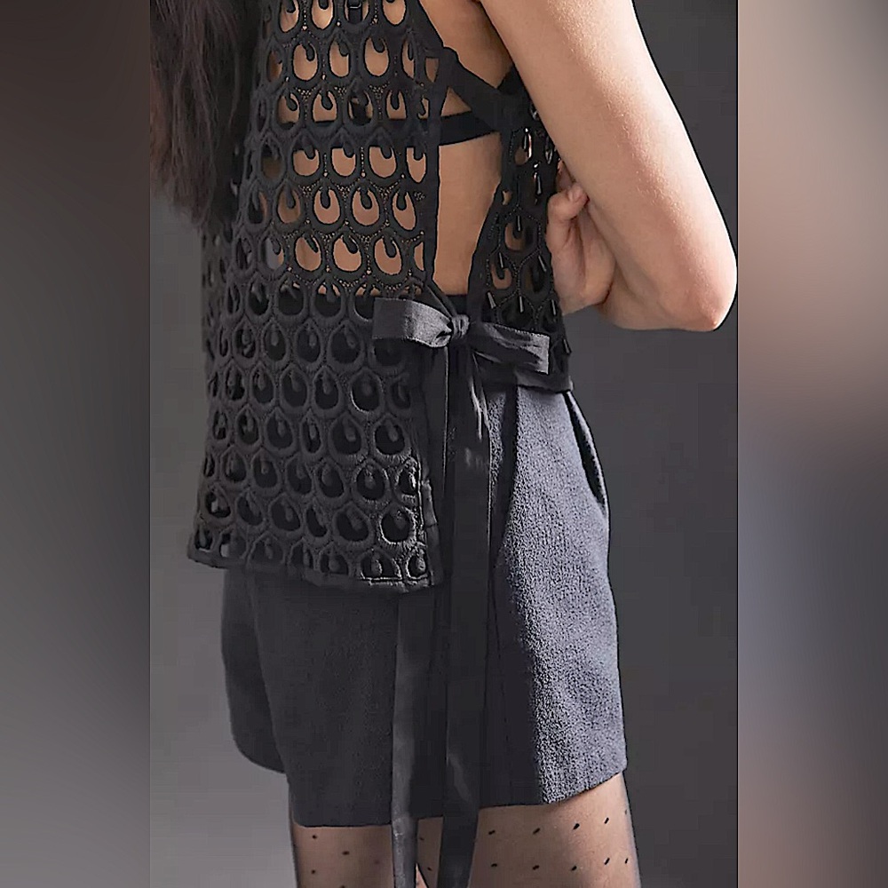 by Anthropologie Black Crochet Tank Top, One Size - Picture 4 of 13